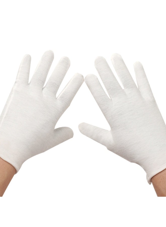 MANBO 12 Pairs White Pure Cotton Gloves, Thin Breathable & Sweat-Absorbent, Multi-Purpose for Collecting, Gardening & Crafting - Image 3